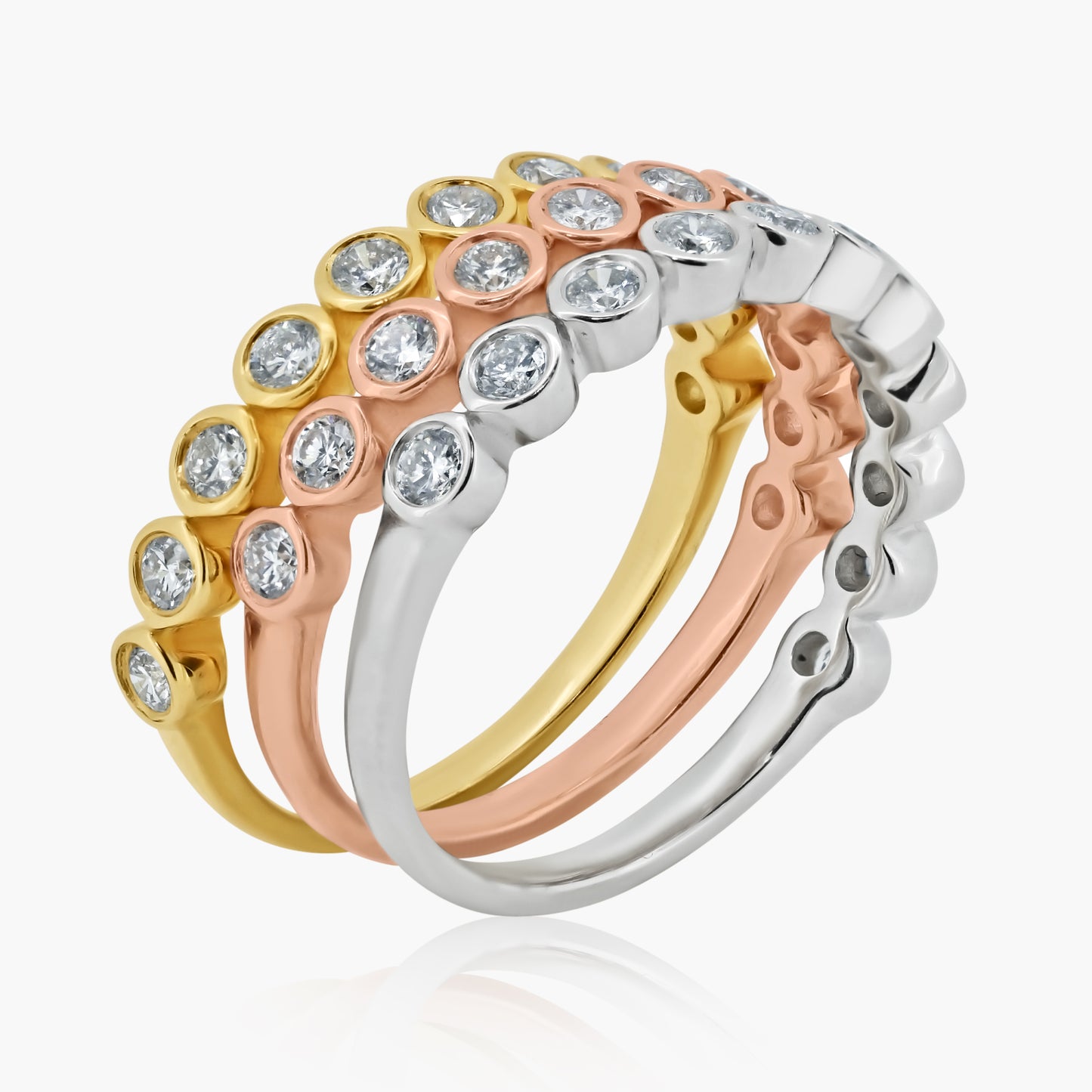 14K Tri Color Stackable Ring (set of 3)-R60218603