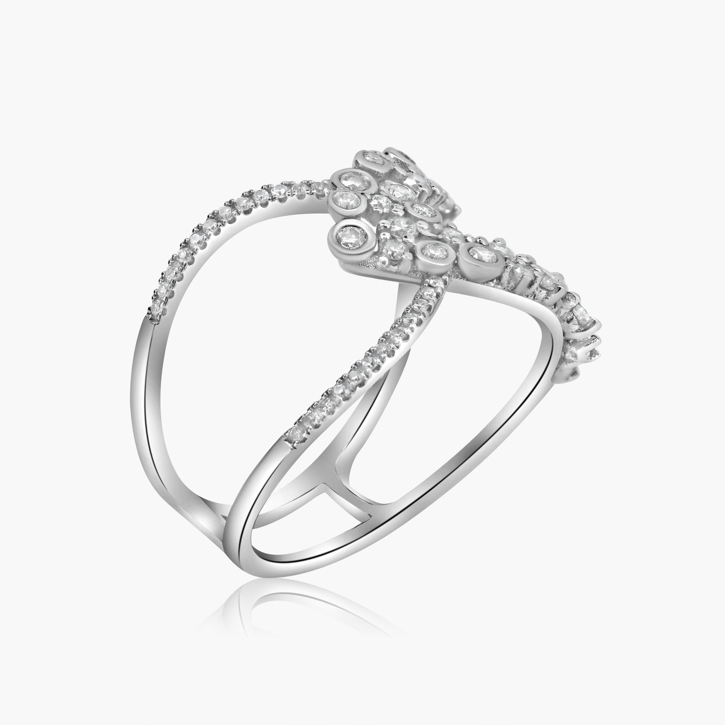 14K White Gold Dainty Crossover Ring - R60284901