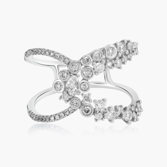 14K White Gold Dainty Crossover Ring - R60284901