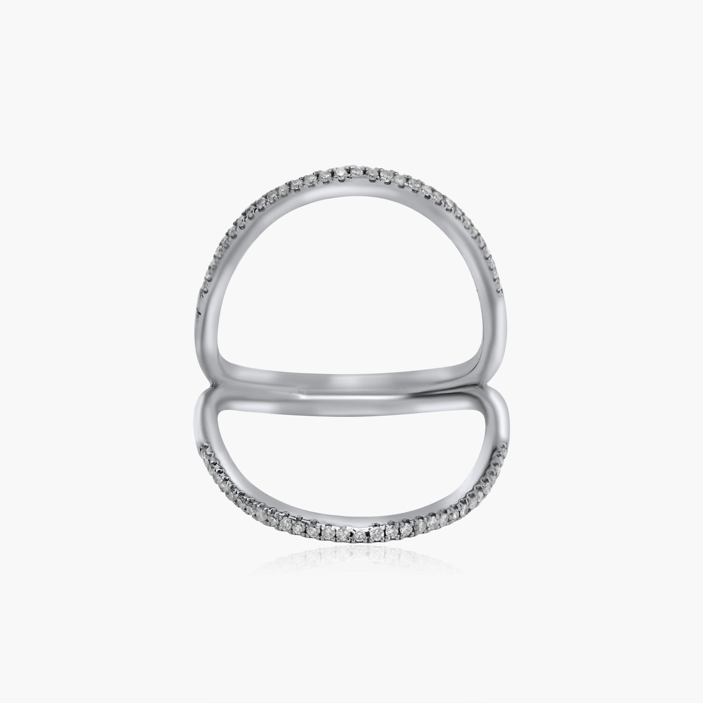 14K White Gold Dainty Two Row Ring - R60409402-1