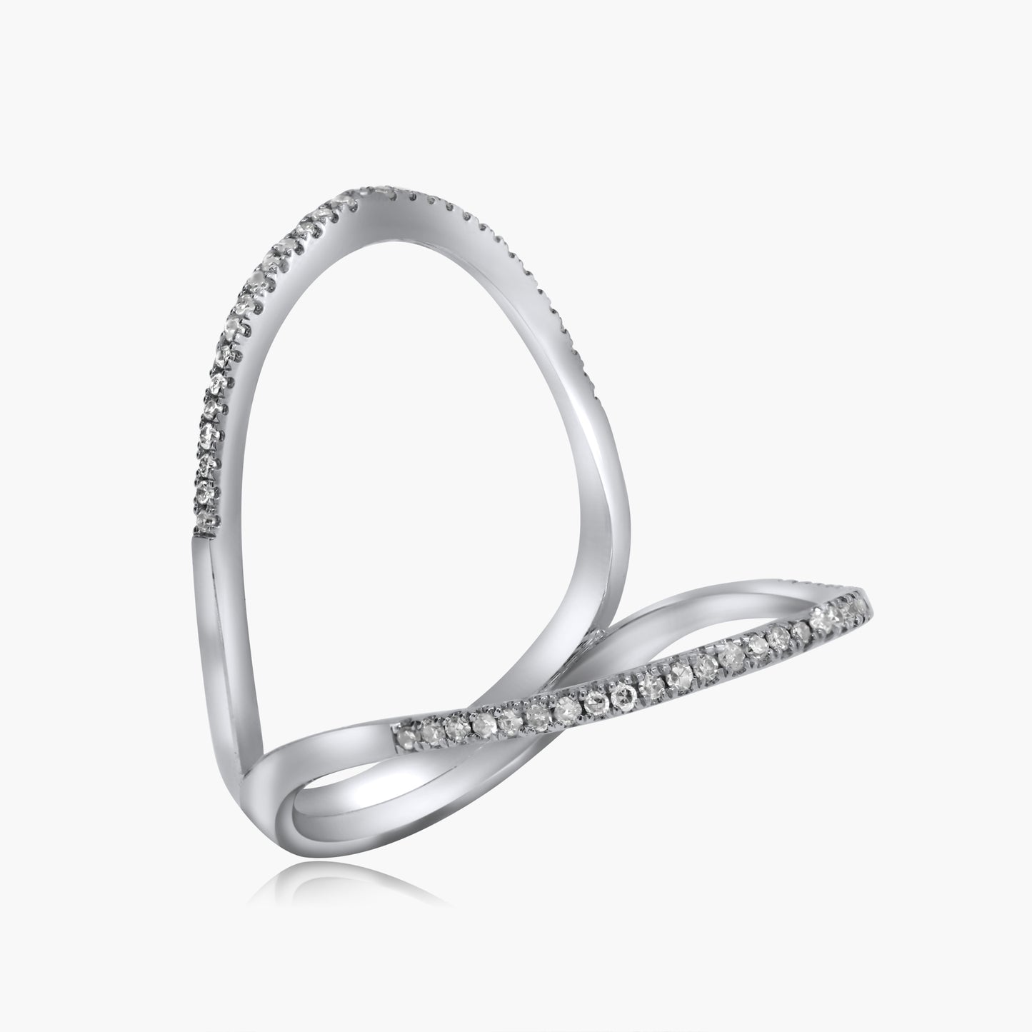 14K White Gold Dainty Two Row Ring - R60409402-1