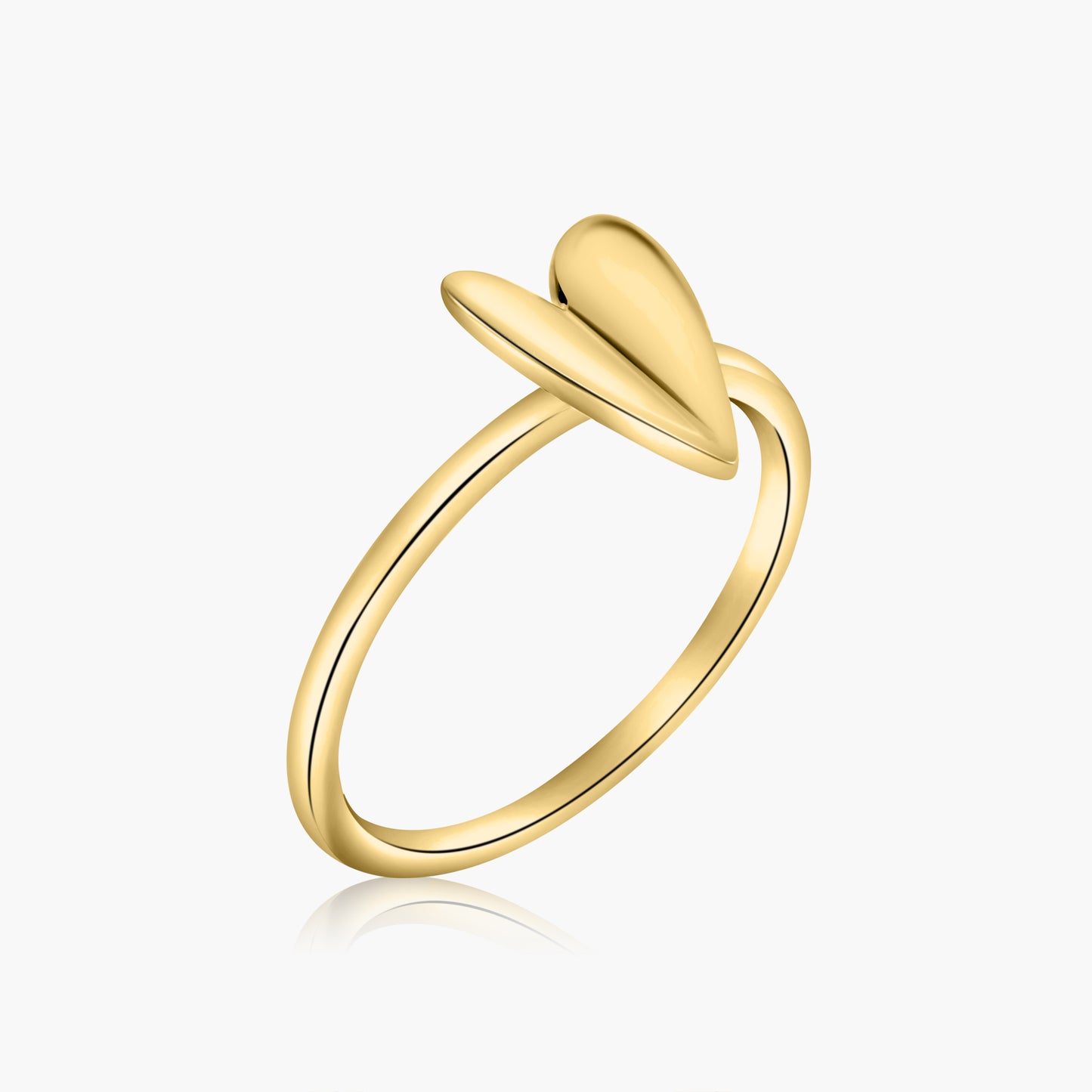 14K Yellow Gold Plain Dainty Heart Ring - R60441602