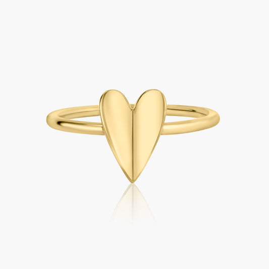 14K Yellow Gold Plain Dainty Heart Ring - R60441602