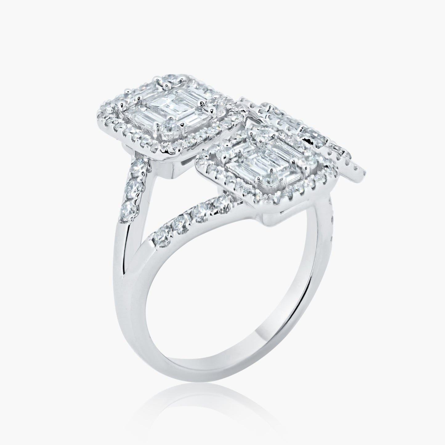 14K White Gold Baguette Open Ring - R60459402