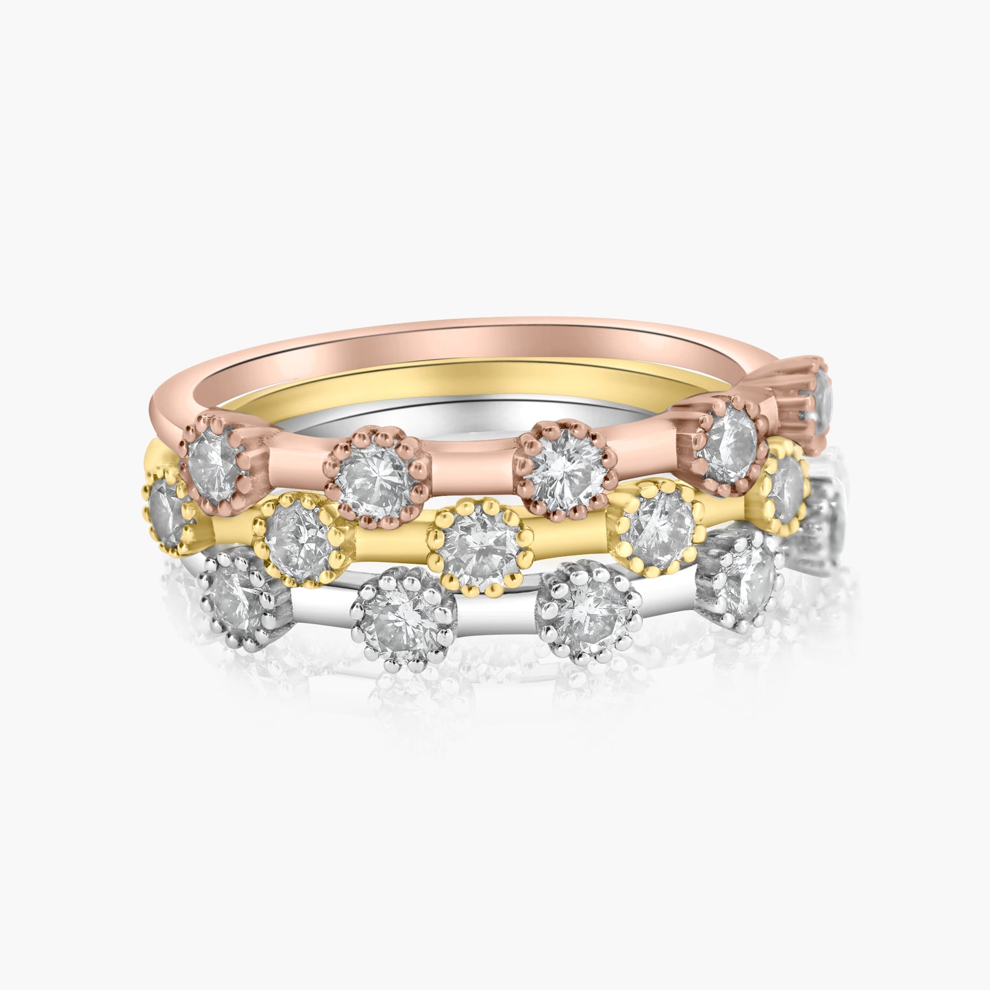 14K Tri Color Stackable Ring (set of 3)-R60475702