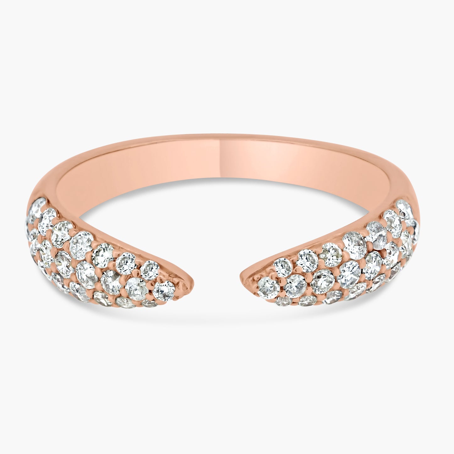 14K Rose Gold Pave Diamond Claw Ring - R60487801