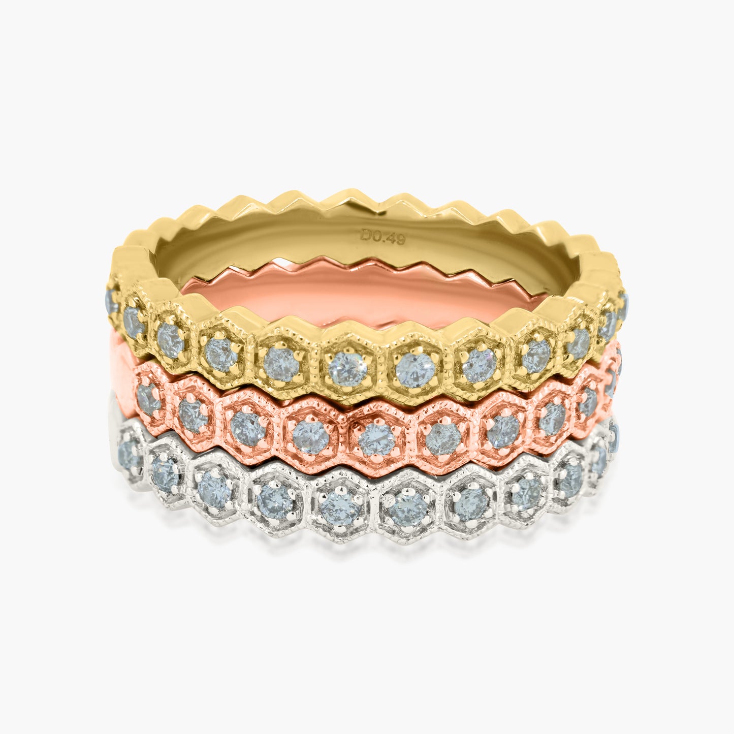 14K Tri Color Stackable Ring (set of 3)-R60496402-1