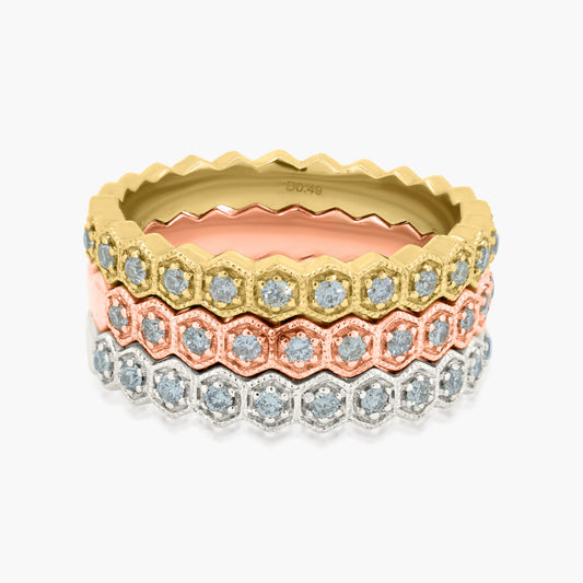 14K Tri Color Stackable Ring (set of 3)-R60496402-1