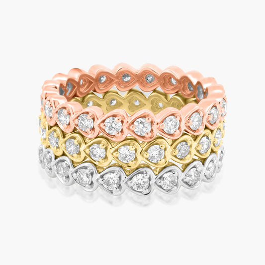 14K Tri Color Stackable Ring (set of 3)-R604989