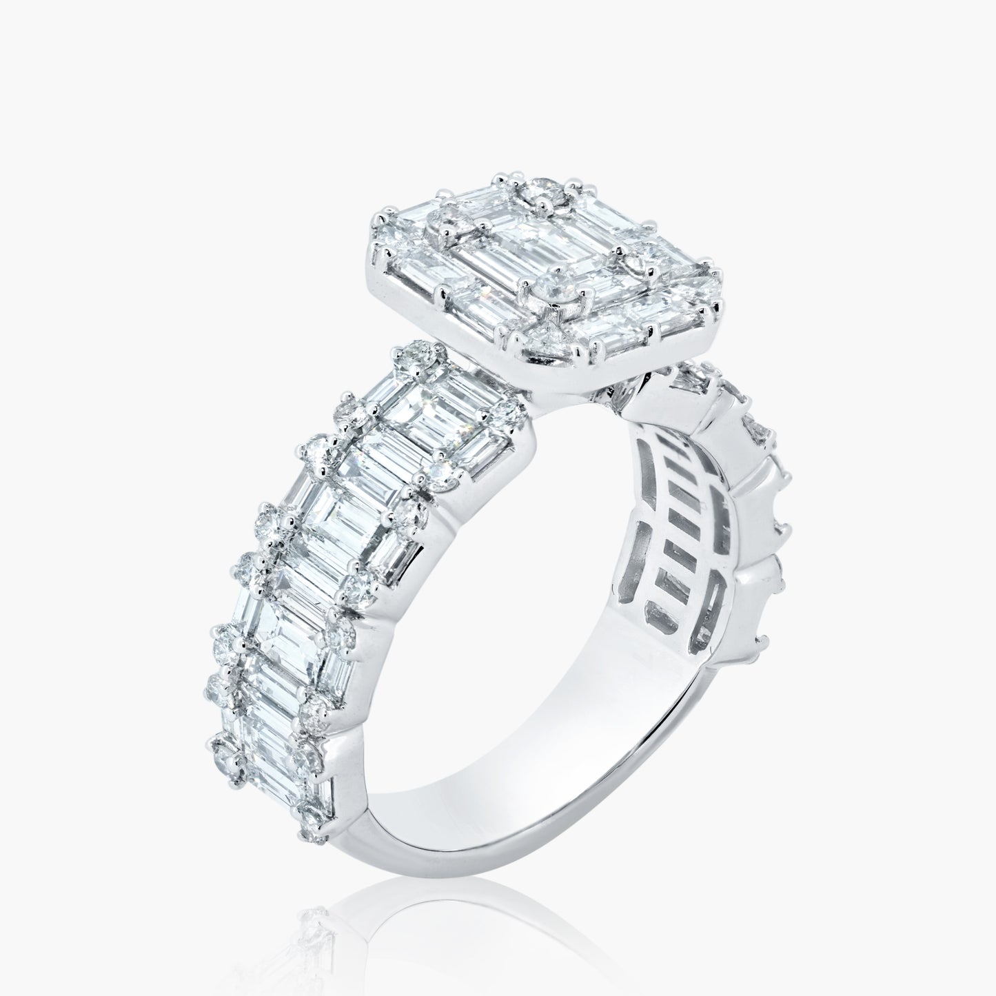 14K White Gold Baguette Ring - R605087