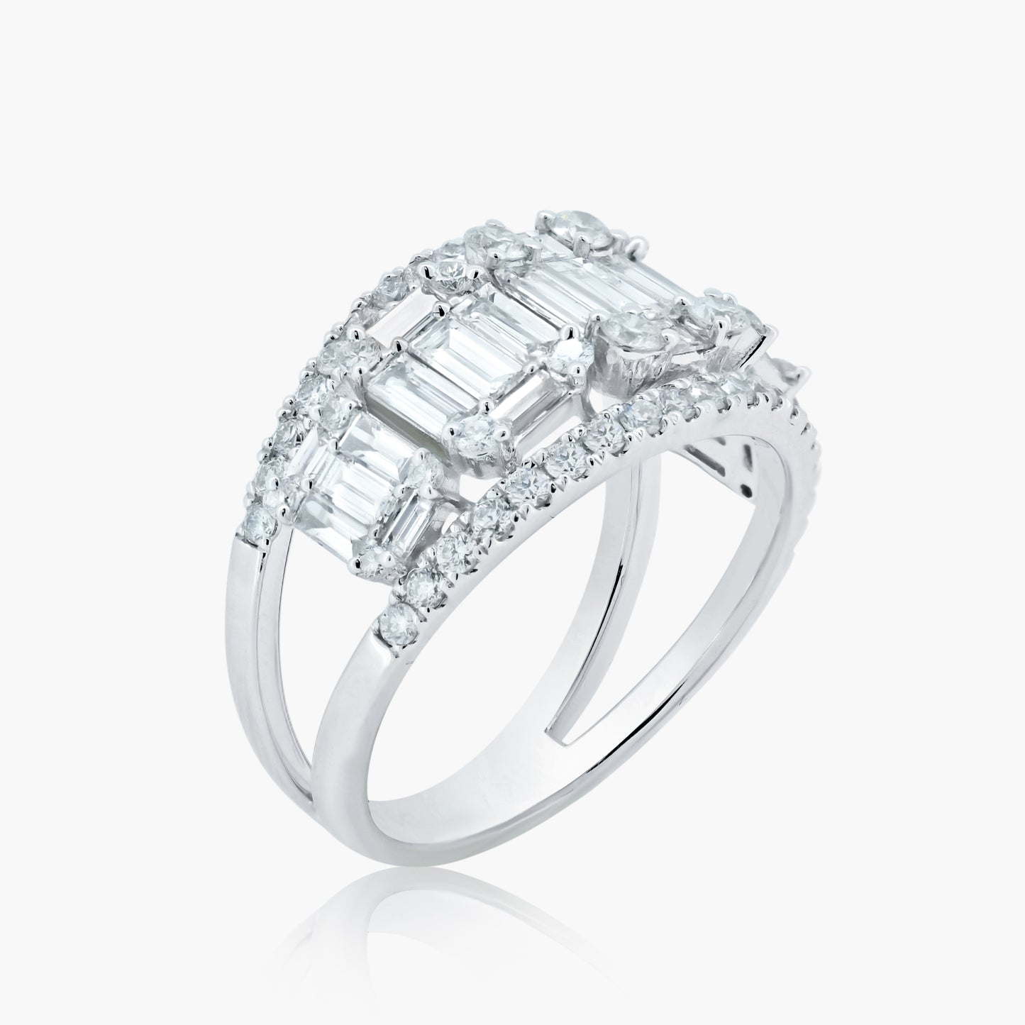 14K White Gold Baguette Ring - R605491