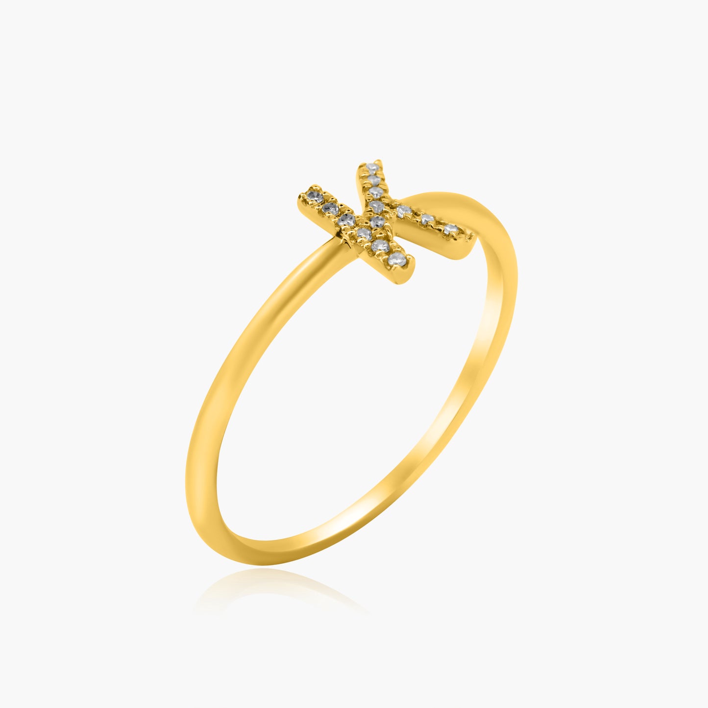 14K Yellow Gold Dainty Personalized Initial Ring-R605508