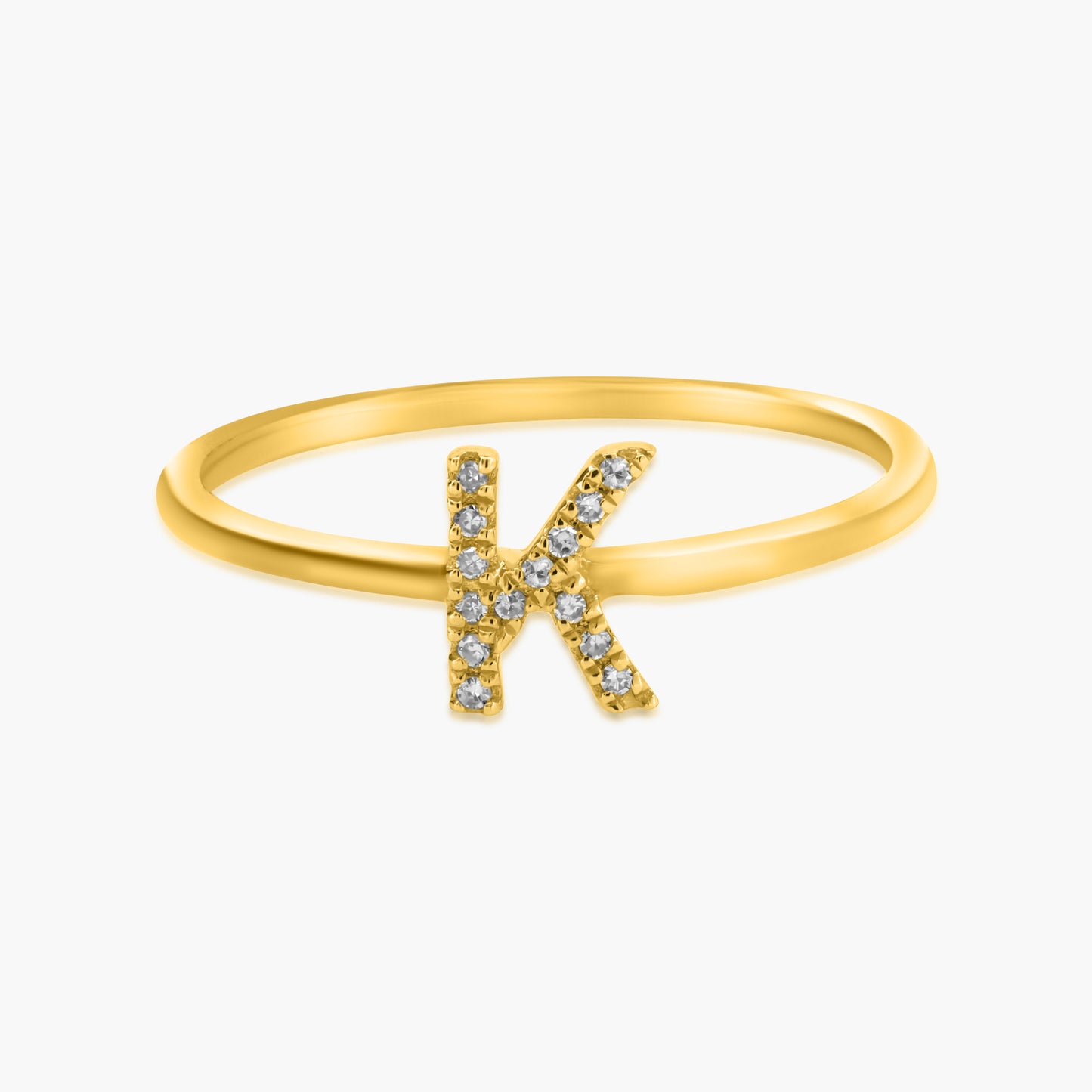 14K Yellow Gold Dainty Personalized Initial Ring-R605508