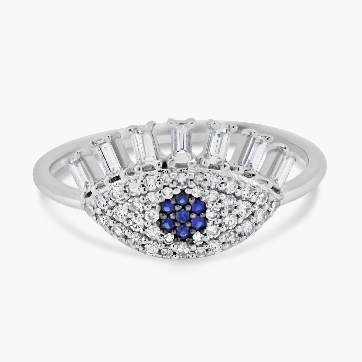 14K Two Tone Baguette Evil Eye Ring - R605606