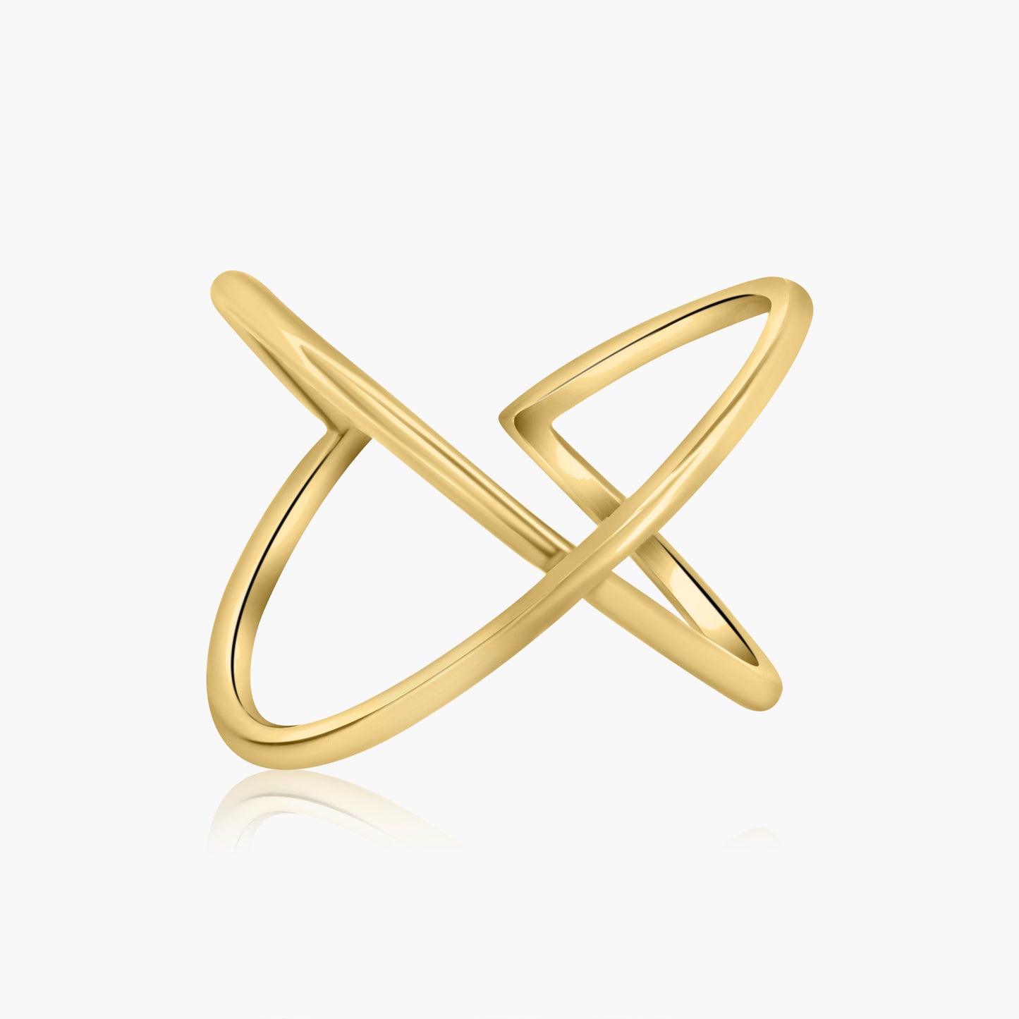 14K Yellow Gold Plain Dainty Crossover Ring - R60585001