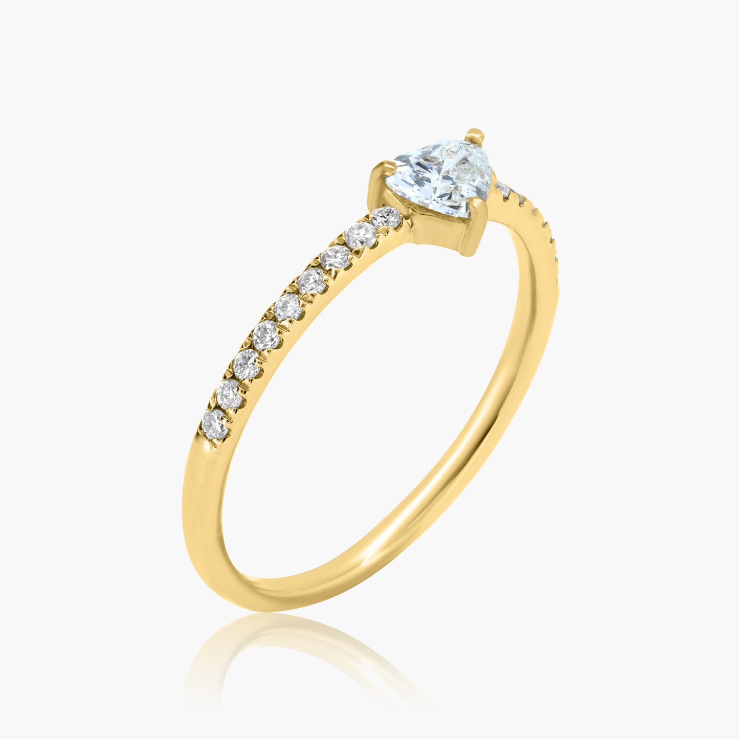 14K Yellow Gold Dainty Center Heart Diamond Ring-R60595903