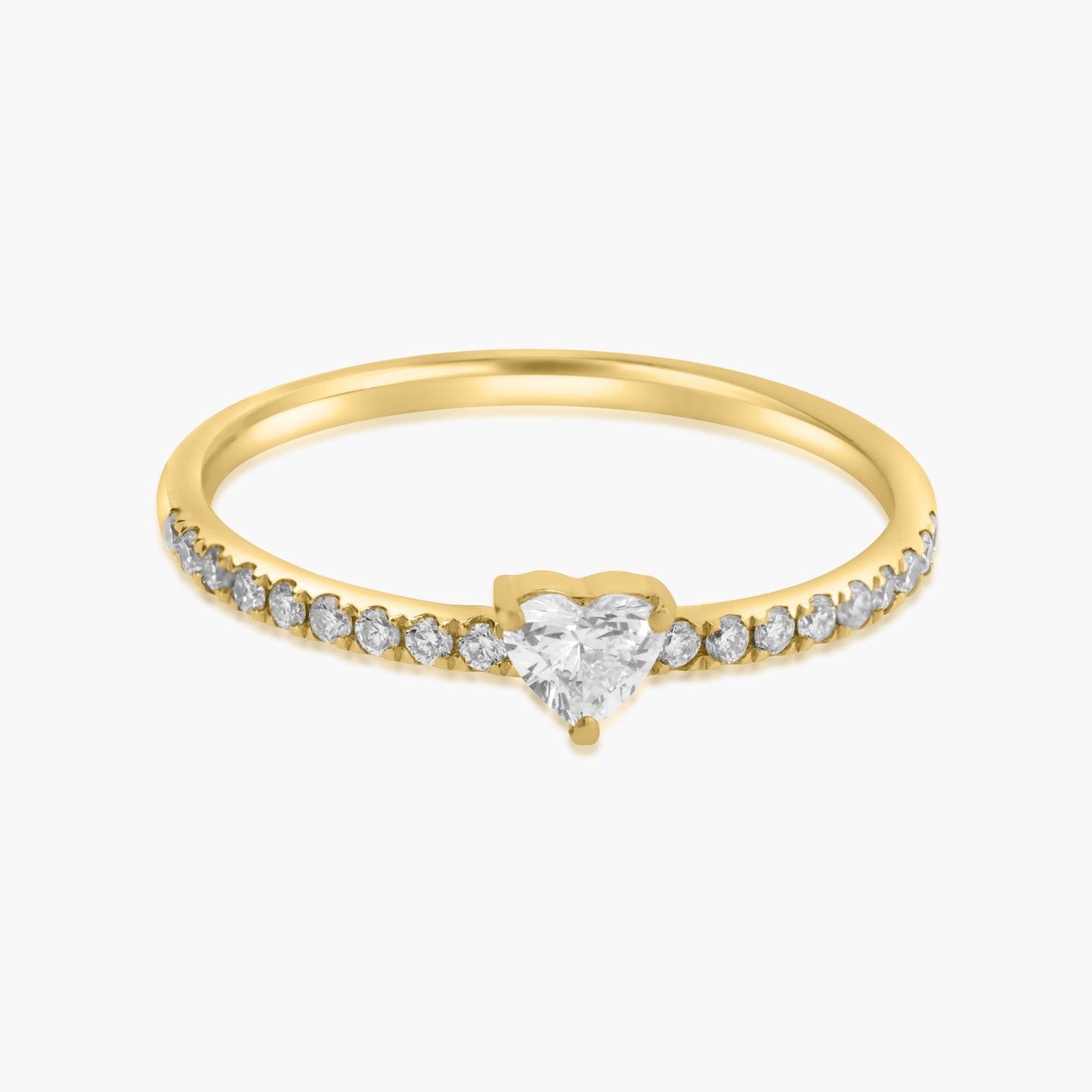 14K Yellow Gold Dainty Center Heart Diamond Ring-R60595903