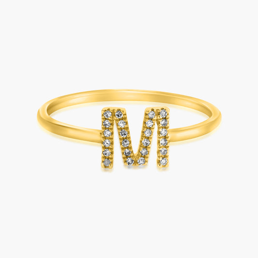 14K Yellow Gold Dainty Personalized Initial Ring-R605961