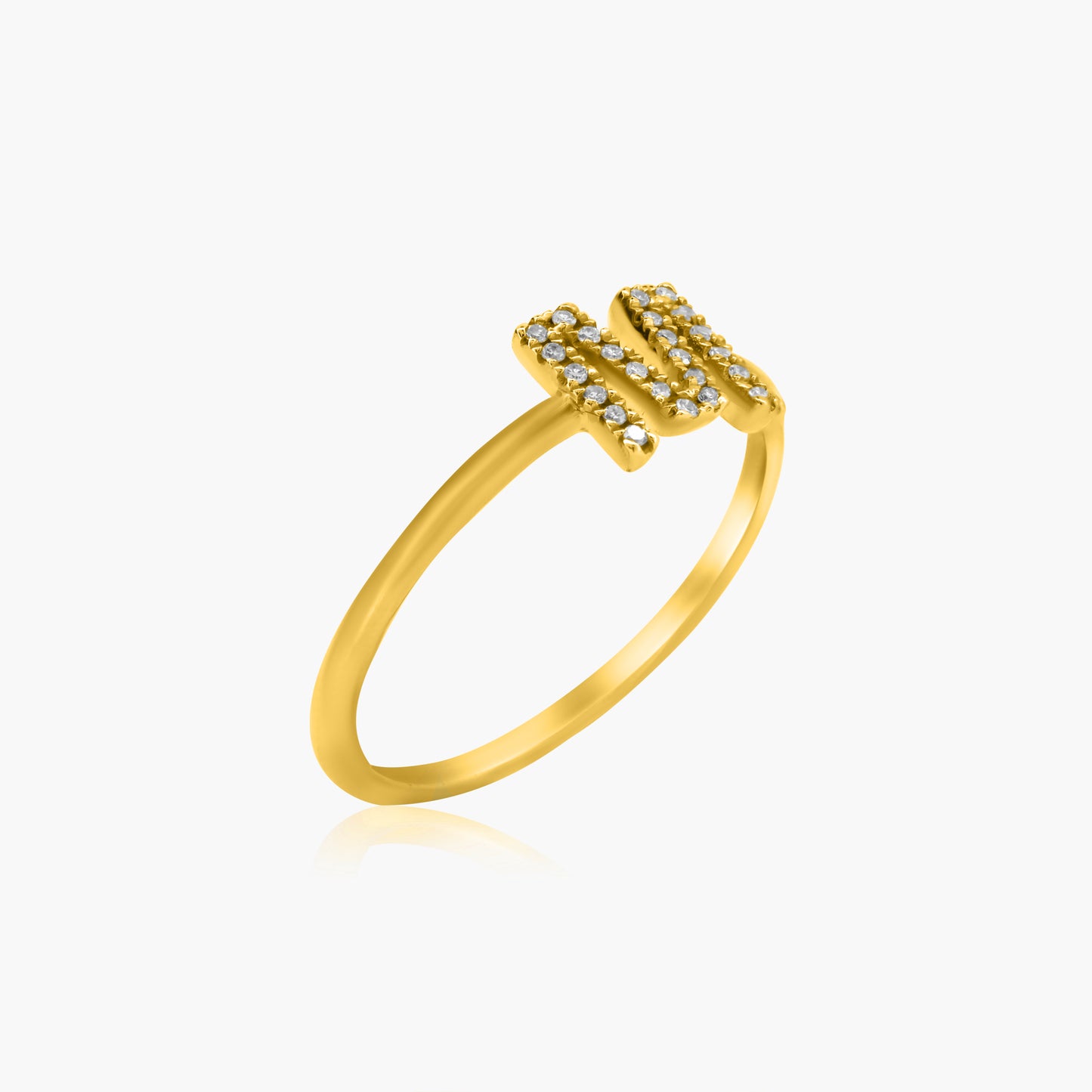 14K Yellow Gold Dainty Personalized Initial Ring-R605961