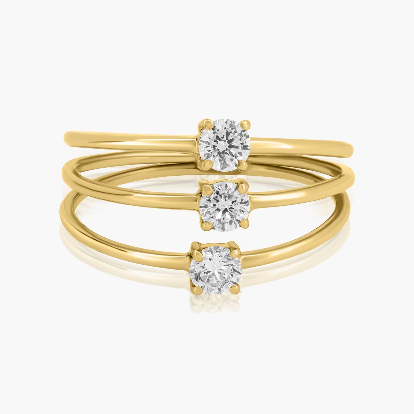 14K Yellow Gold Dainty Three Row Ring - R605965-RD3