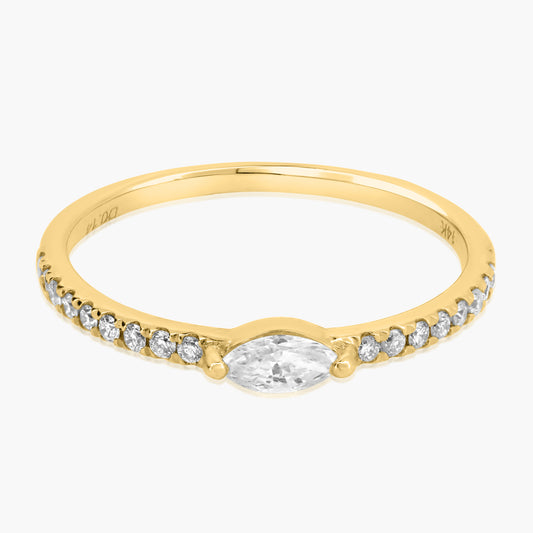 14K Yellow Gold Dainty Center Marquise Diamond Band-R60600705