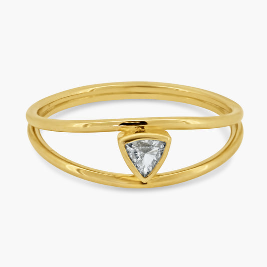 14K Yellow Gold Dainty Triangle Diamond Ring - R60603007