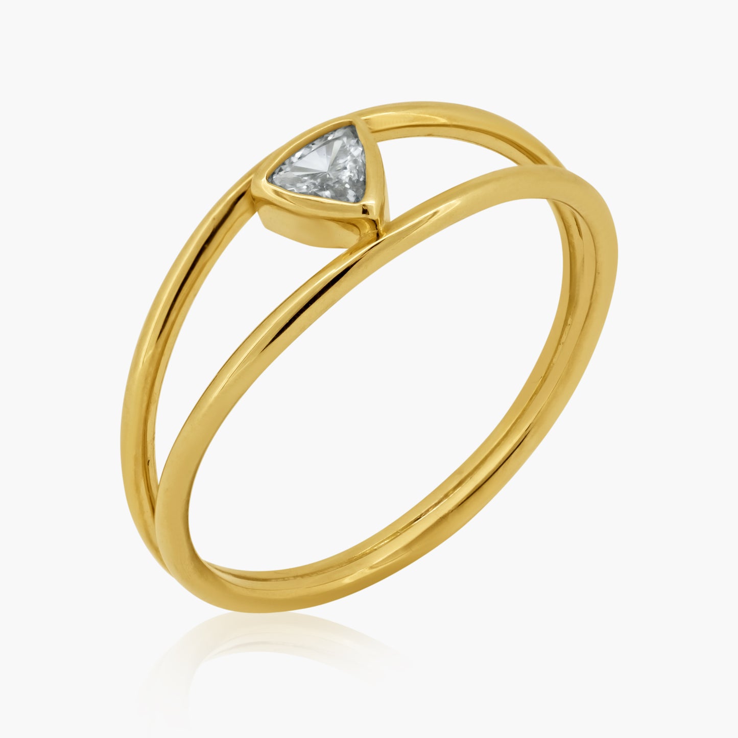 14K Yellow Gold Dainty Triangle Diamond Ring - R60603007