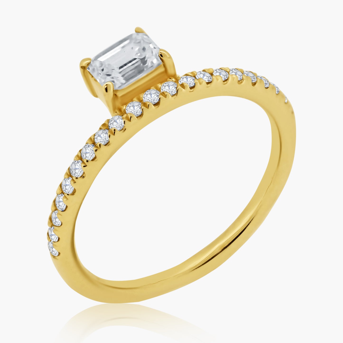 14K Yellow Gold Center Emerald Cut Diamond Ring - R60603102