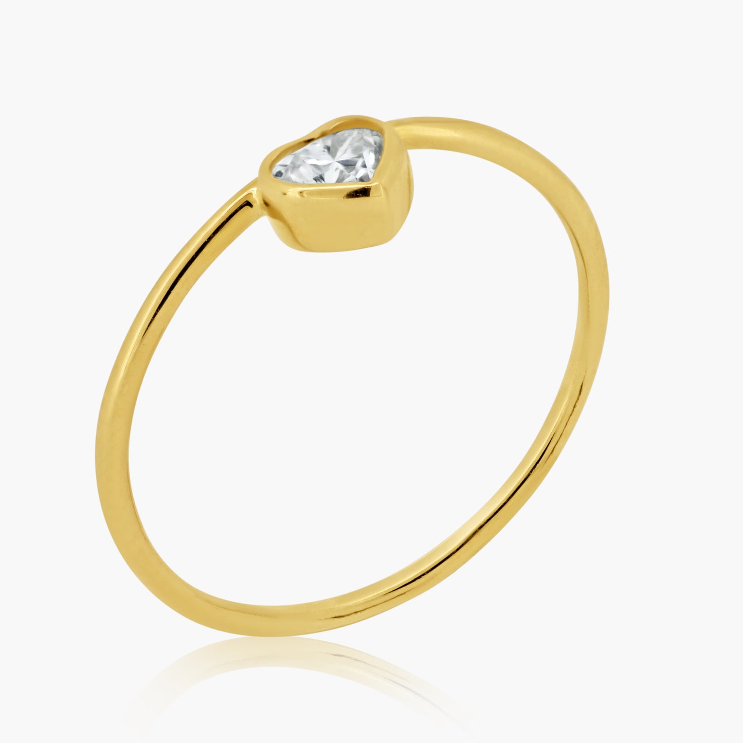 14K Yellow Gold Dainty Heart Bezel Ring - R60603204