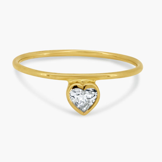 14K Yellow Gold Dainty Heart Bezel Ring - R60603204