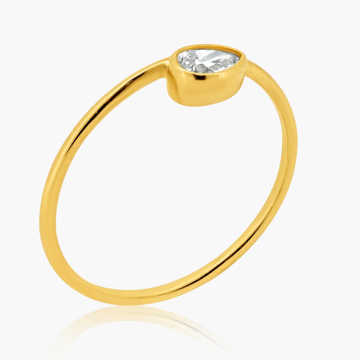 14K Yellow Gold Dainty Pear Bezel Ring - R60603205