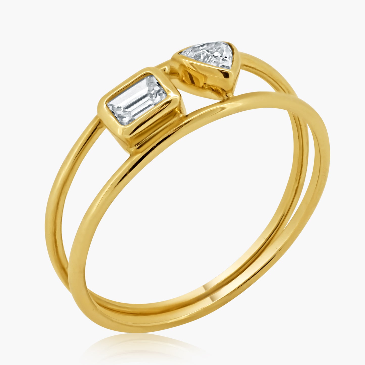 14K Yellow Gold Dainty Double Diamond Ring - R606032ET