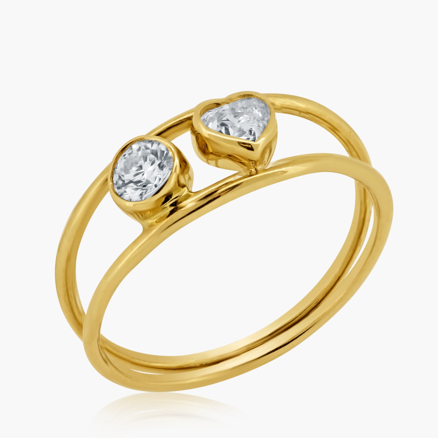 14K Yellow Gold Dainty Double Diamond Ring - R606032HR