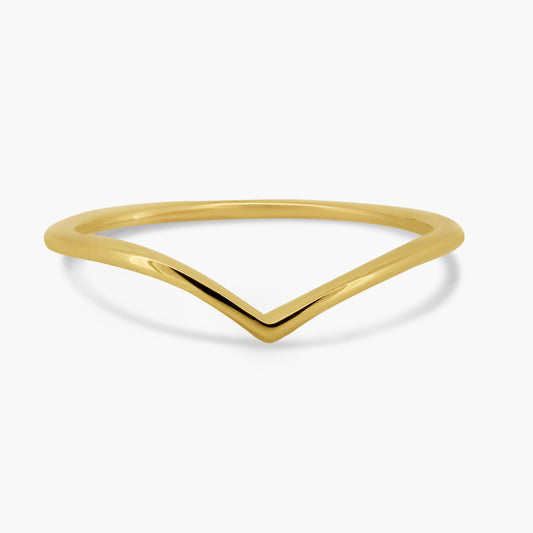 14K Yellow Gold Stackable Curved Ring - R606034