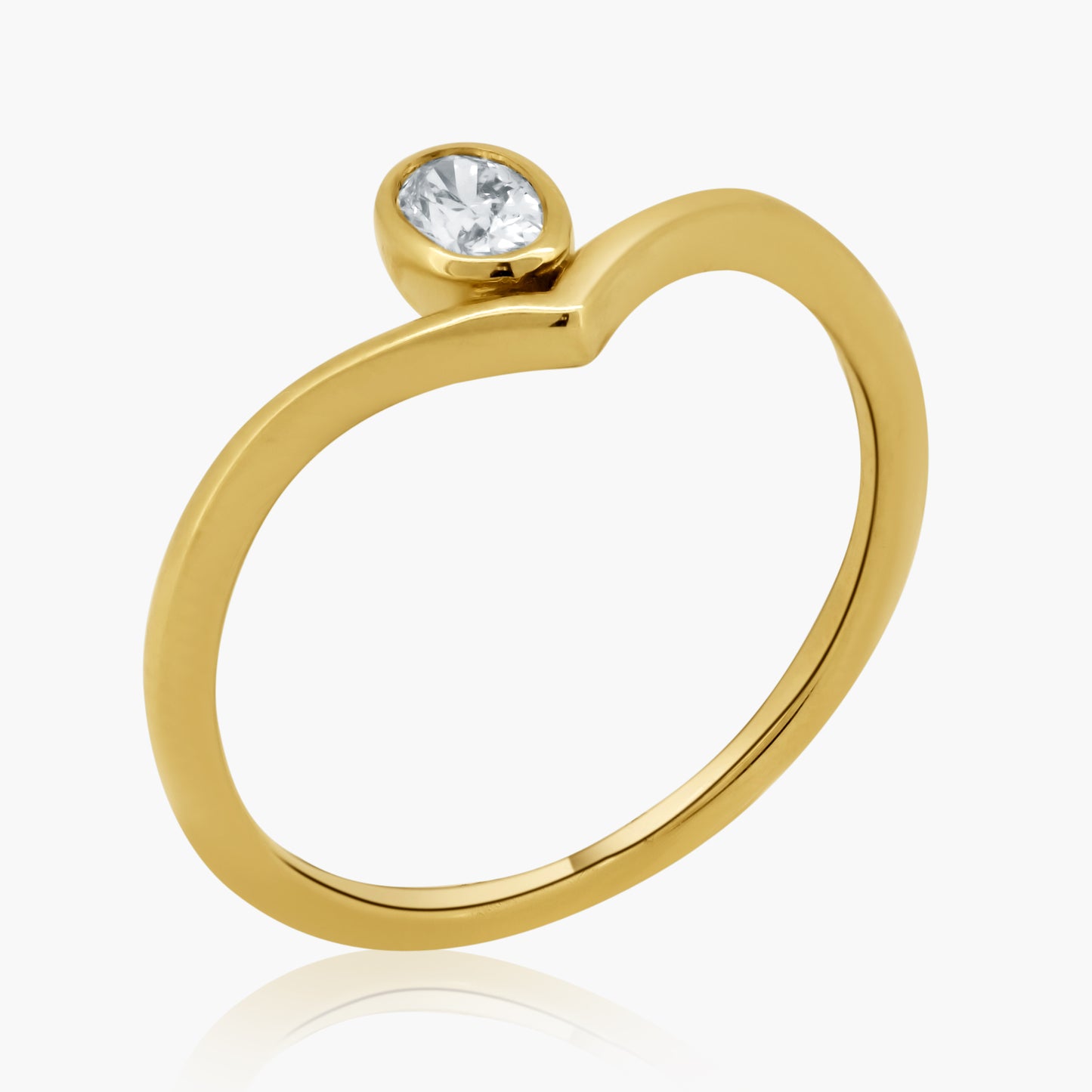 14K Yellow Gold Oval Diamond Curved Ring - R60603401