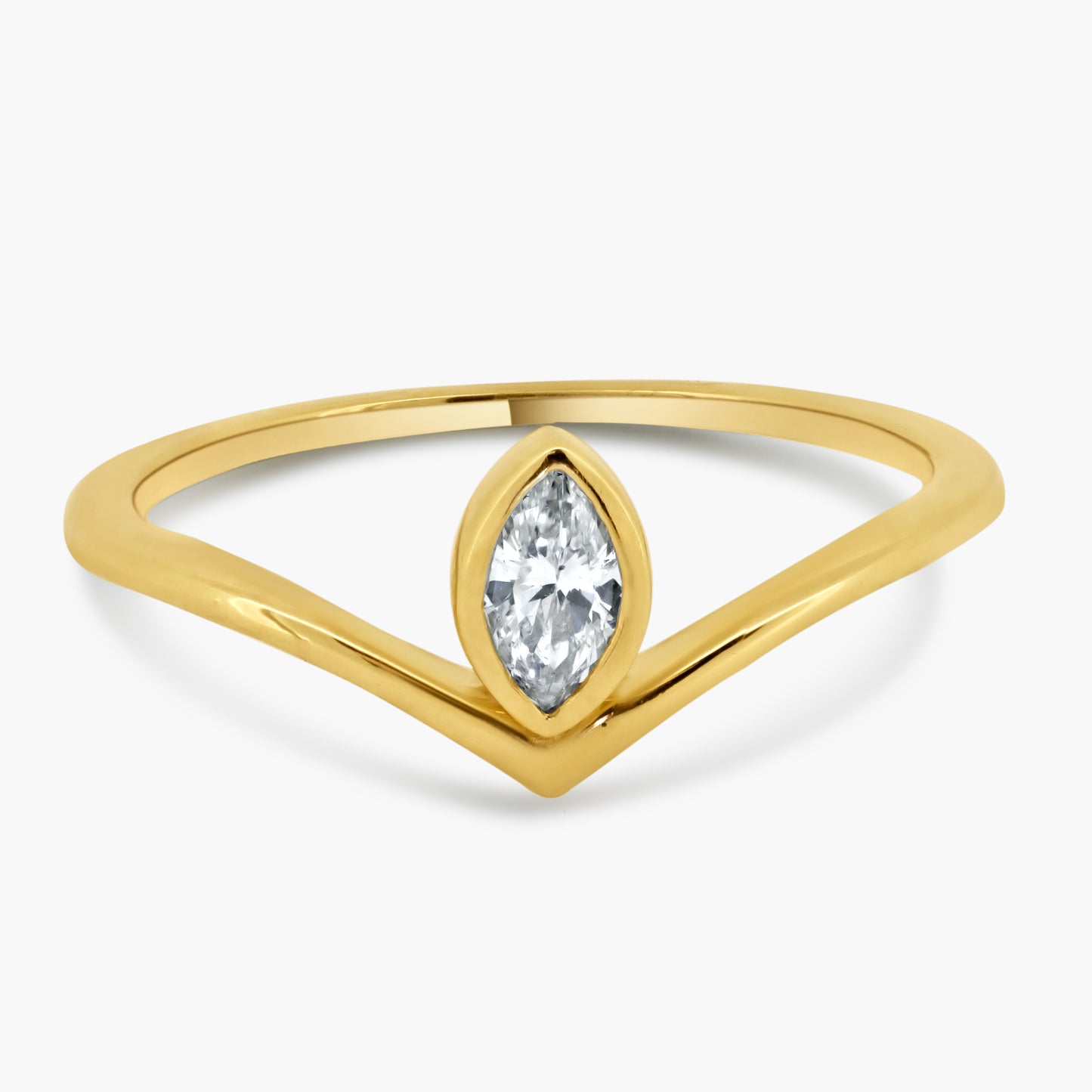 14K Yellow Gold Marquise Diamond Curved Ring - R60603405