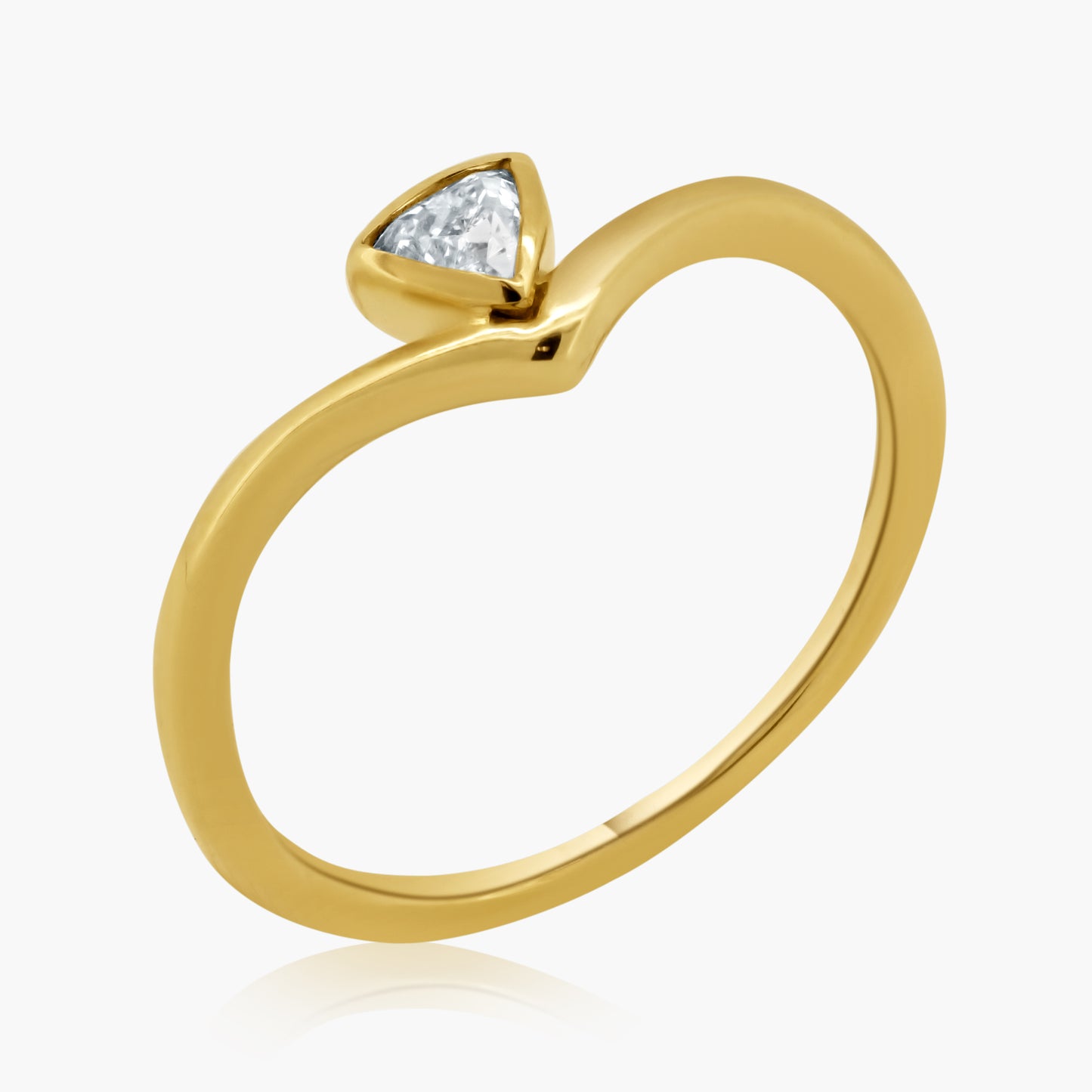 14K Yellow Gold Triangle Diamond Curved Ring - R60603406