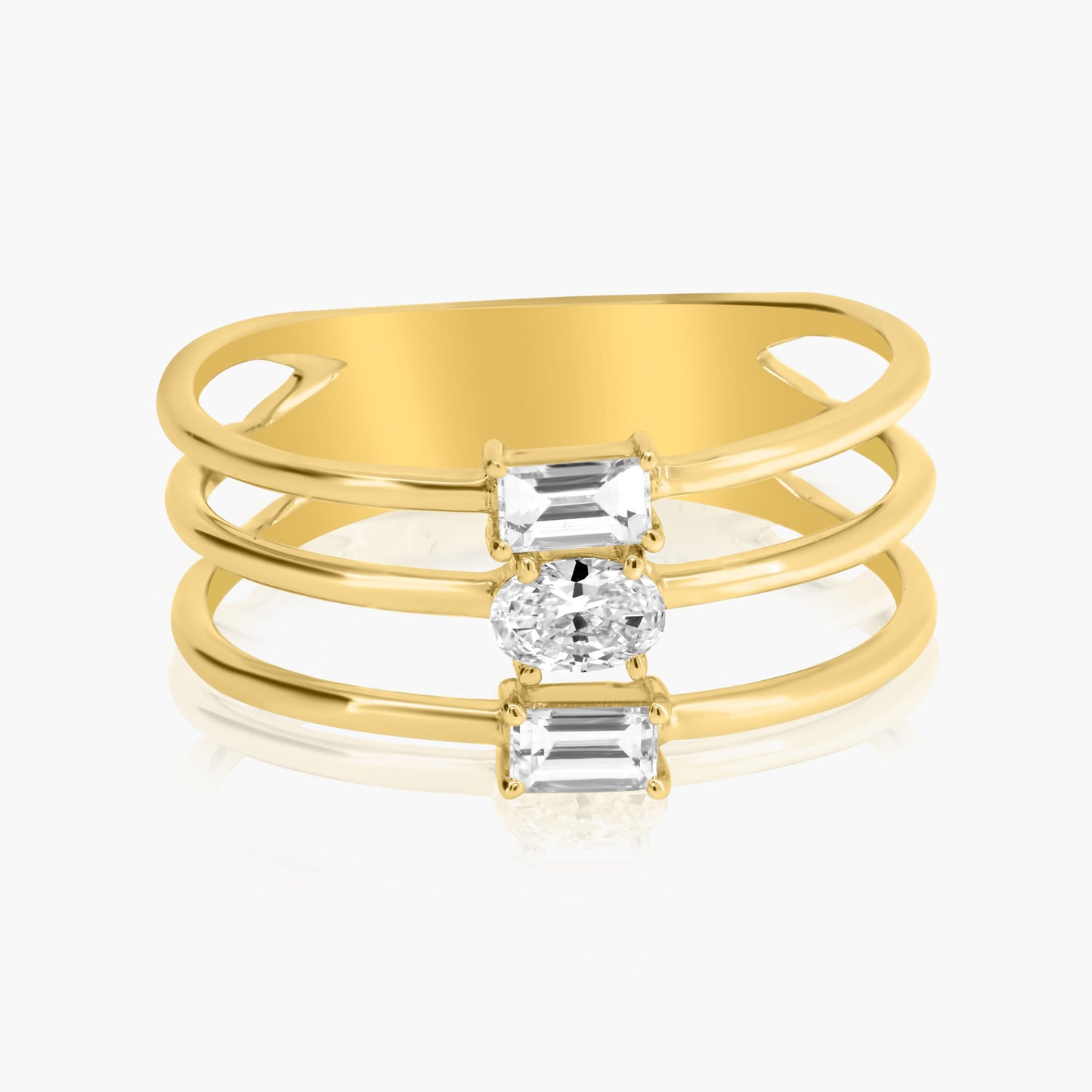 14K Yellow Gold Dainty Mixed Cut Diamond Ring - R60606705