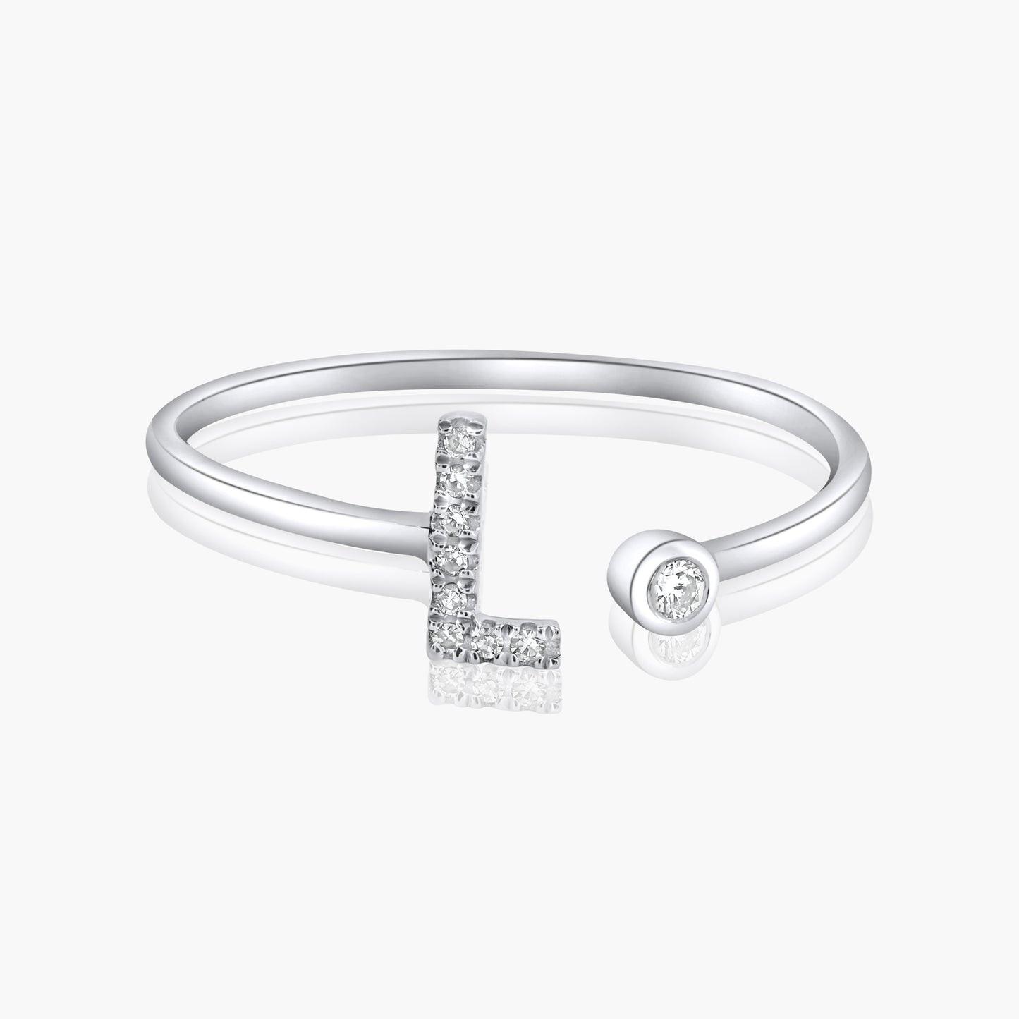 14K White Gold Personalized Initial Open Ring-R60610508