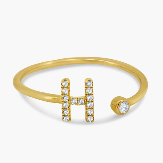 14K Yellow Gold Personalized Initial Open Ring-R60610512