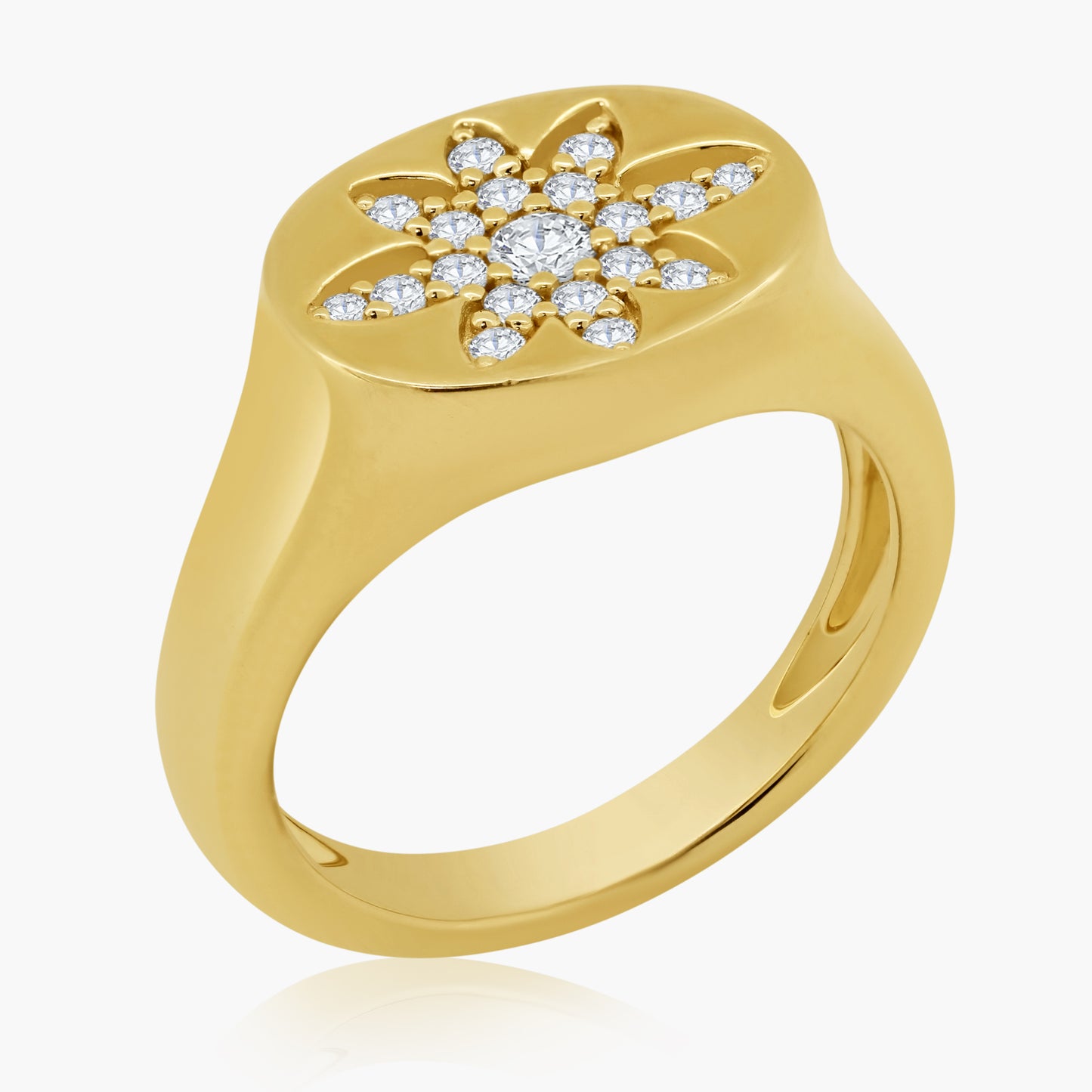 14K Yellow Gold Floral Pinky Ring - R606213