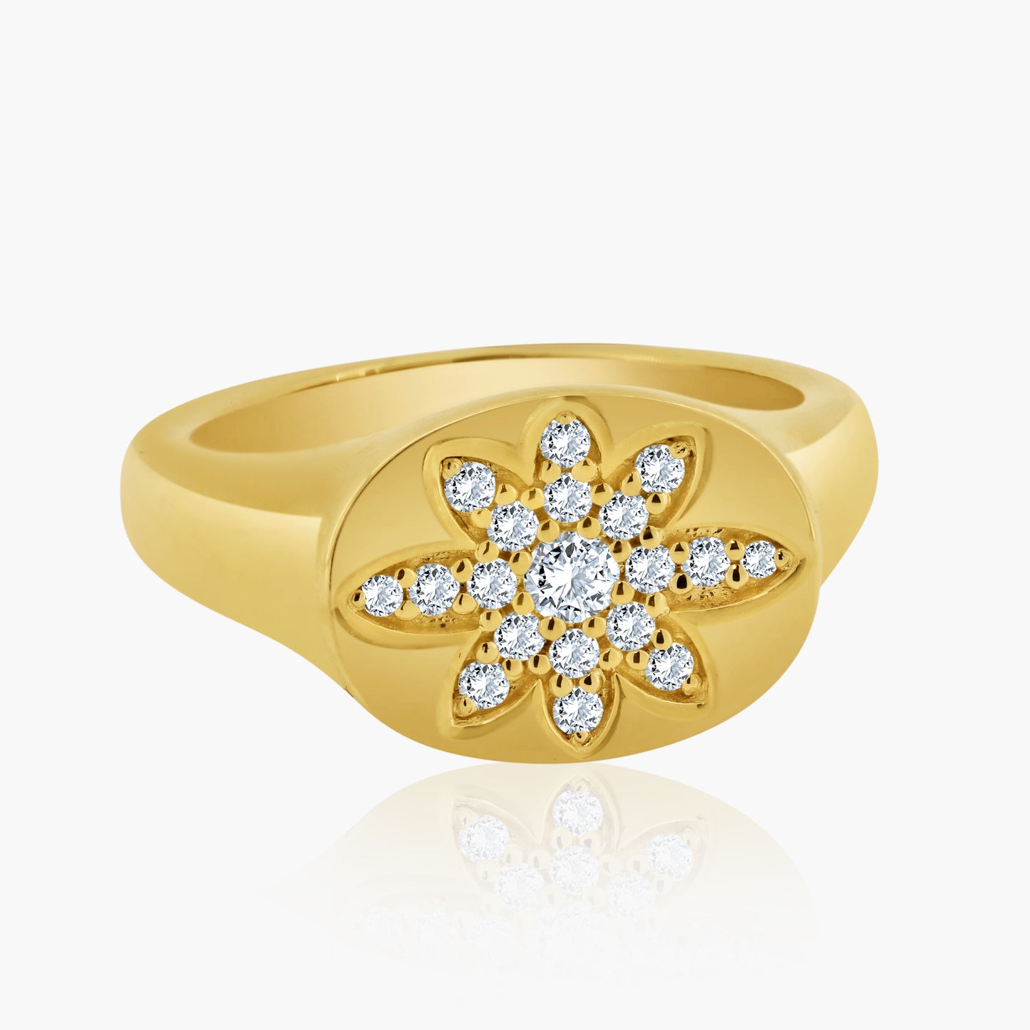 14K Yellow Gold Floral Pinky Ring - R606213