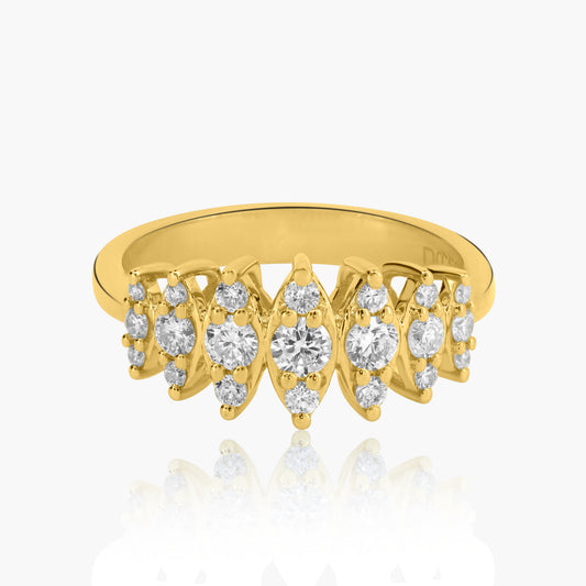 14K Yellow Gold Dainty Round Diamond Band - R60644101