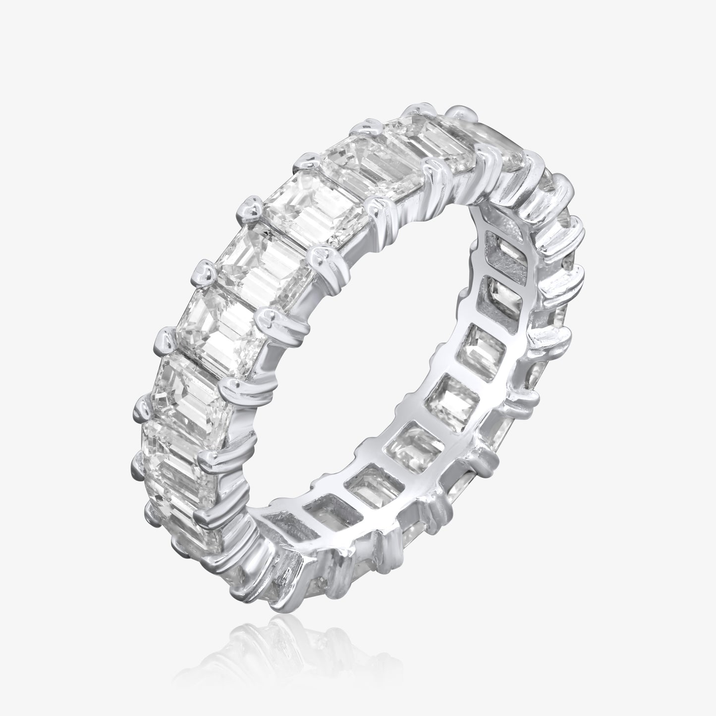 18K White Gold Emerald Cut Diamond Eternity Band - R7857VC