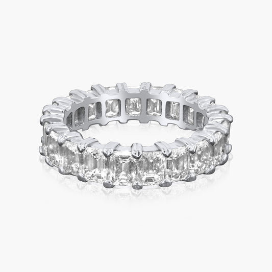 18K White Gold Emerald Cut Diamond Eternity Band - R7857VC