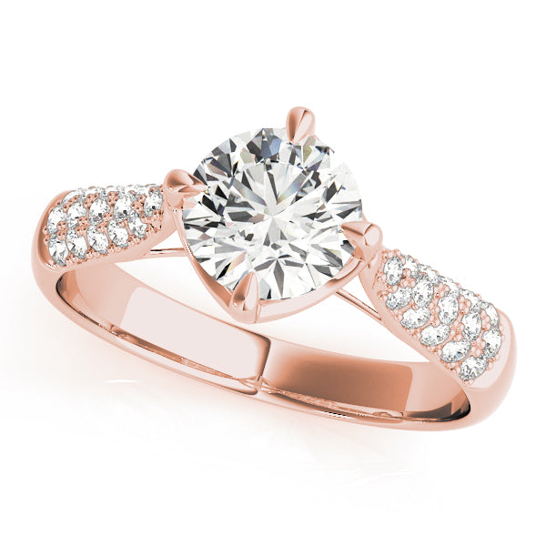 14K Rose Gold Pave Round Shape Diamond Engagement Ring