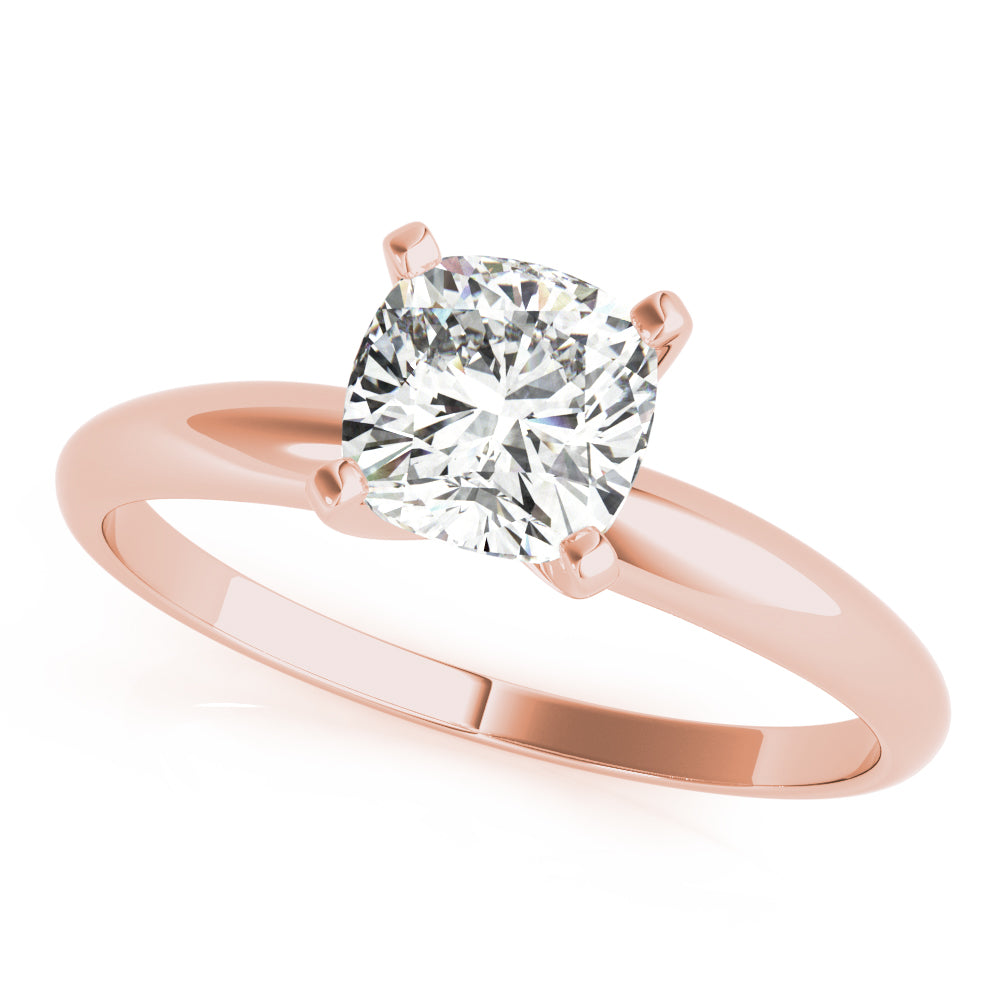 18K Rose Gold Solitaire Cushion Shape Diamond Engagement Ring